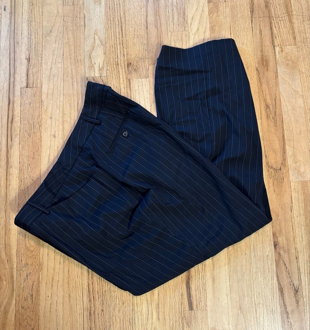 Women’s Lane Bryant Pin Stripe Perfect Drape Wide Leg Pants Trousers Business 16